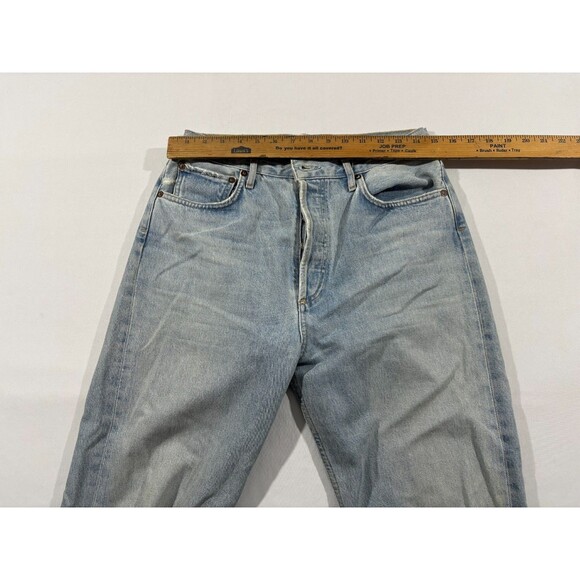 Agolde Women 90s High Rise Loose Fit Raw Hem Destroyed Ripped Jeans Blue Sz 29 - Picture 5 of 14